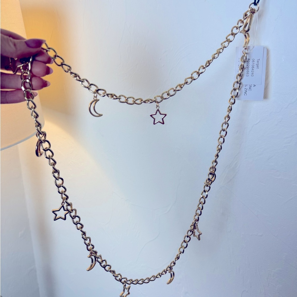 Gold Chain Belt with Star and Moon Charms
